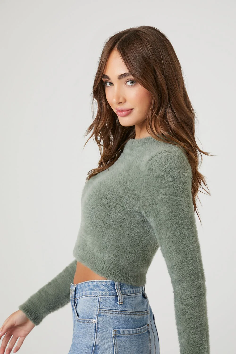 Fitted Fuzzy Knit Sweater - Image 2