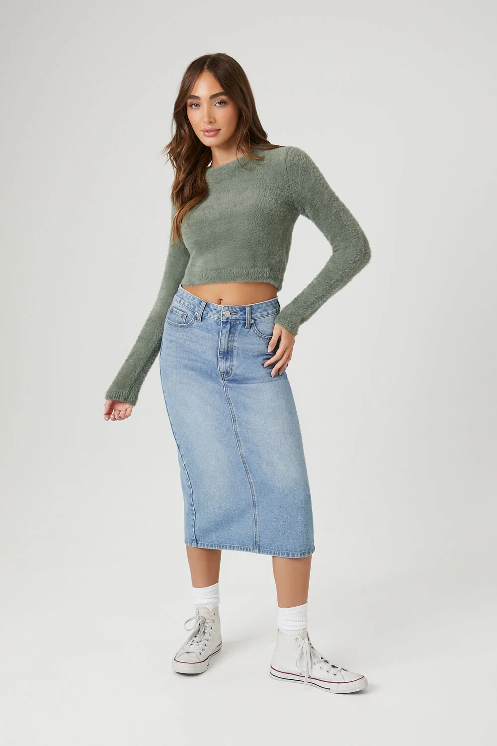 Fitted Fuzzy Knit Sweater - Image 4