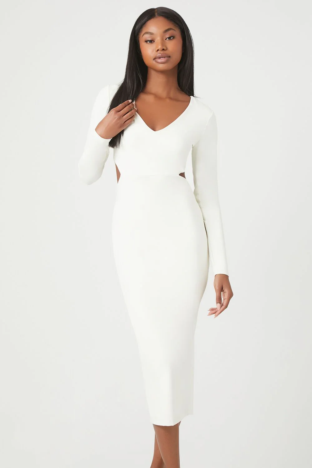 Cutout Long-Sleeve Midi Dress - Image 2