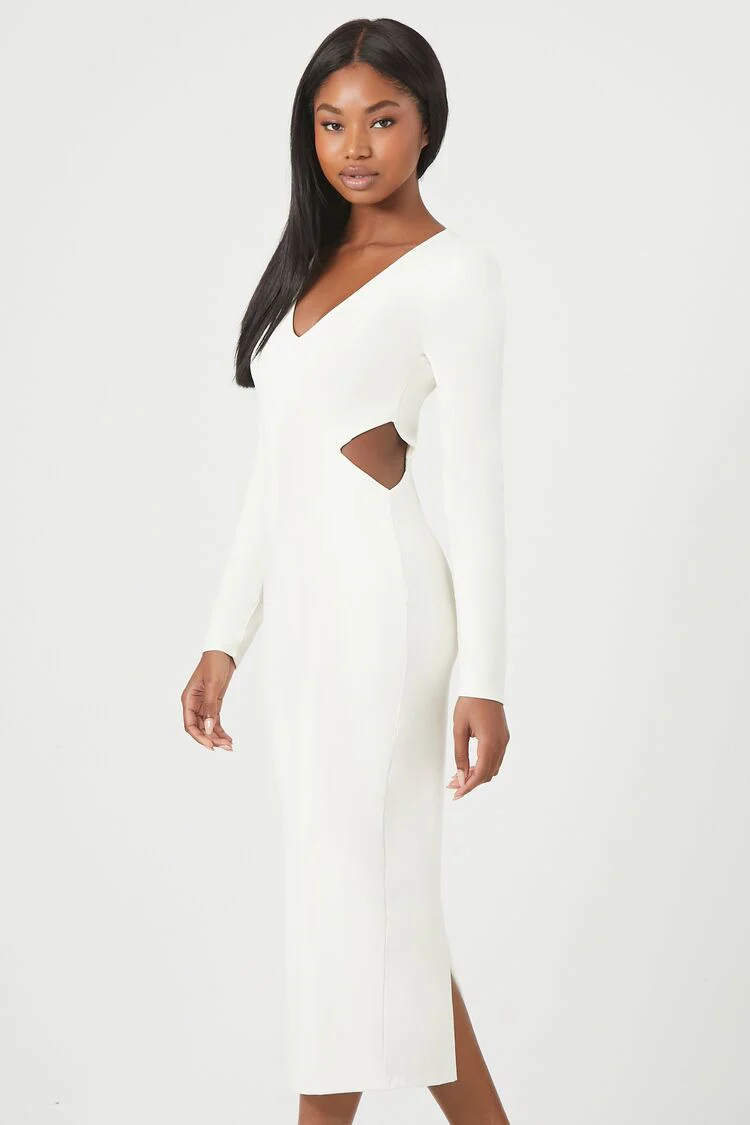 Cutout Long-Sleeve Midi Dress - Image 3