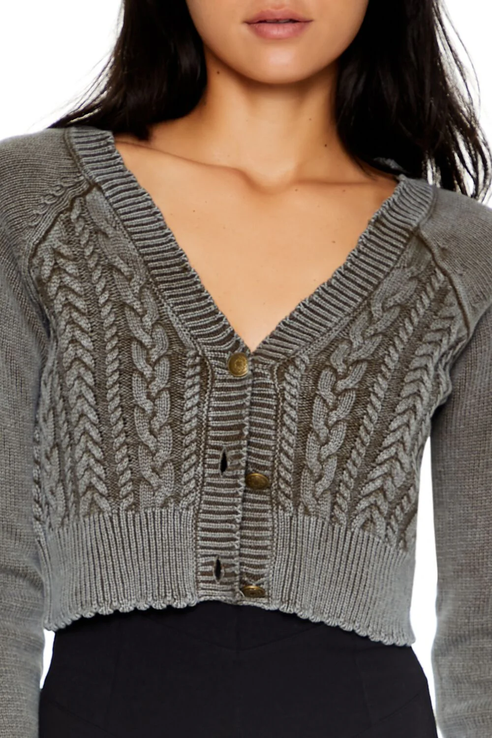Cropped Mineral Wash Cardigan Sweater - Image 8
