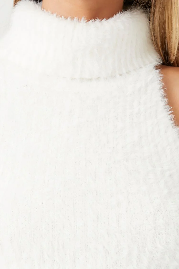 Fuzzy Knit Turtleneck Crop Top - Image 5