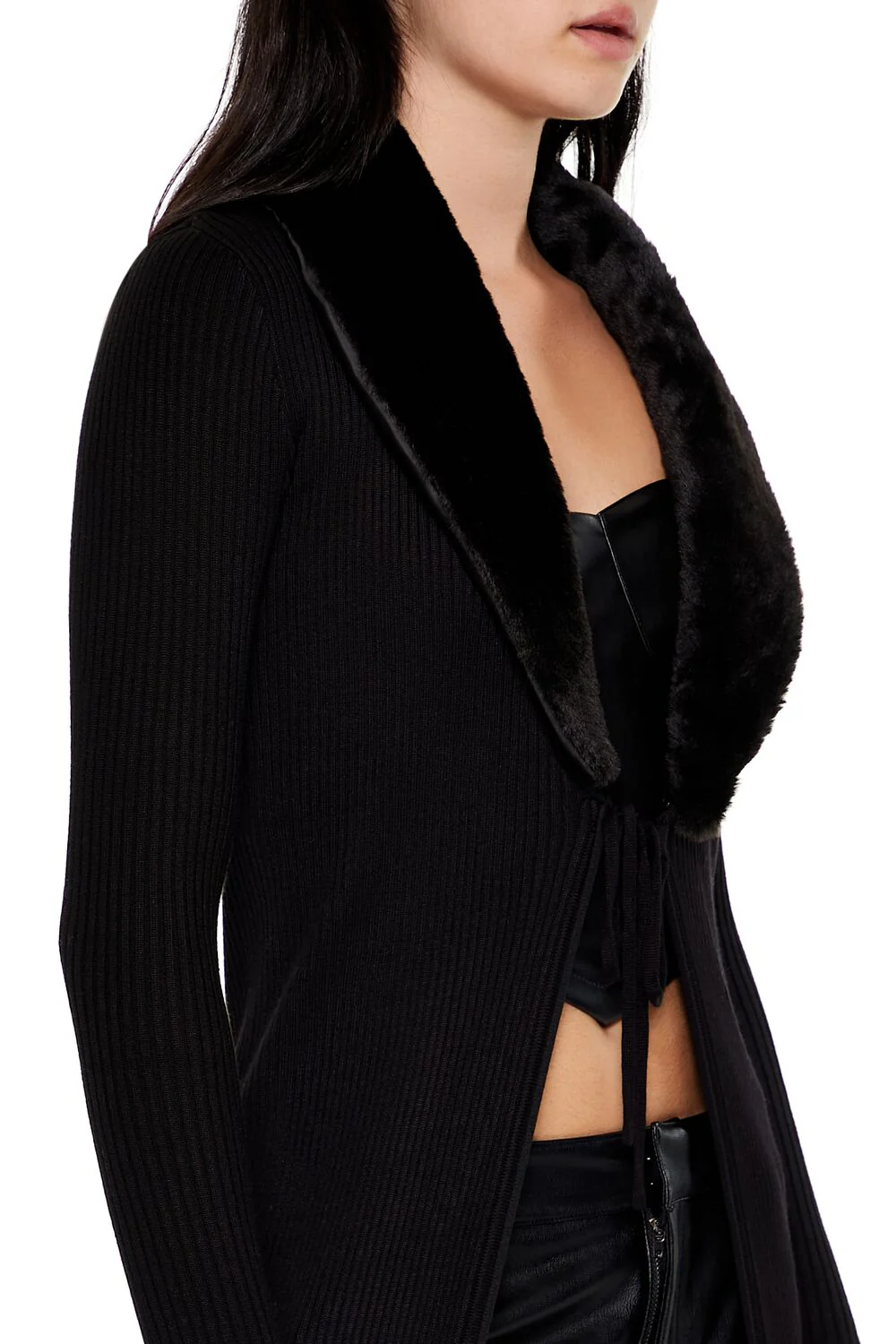 Faux Fur Duster Cardigan Sweater - Image 5