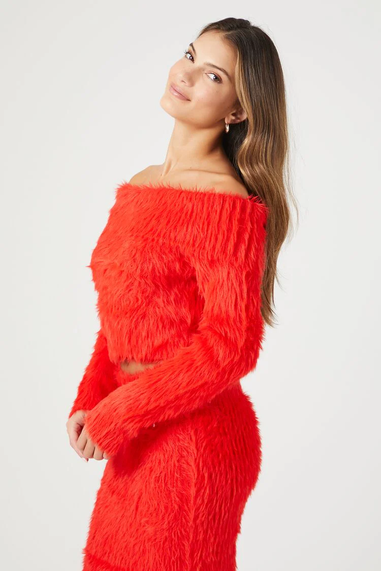 Faux Fur Off-the-Shoulder Top - Image 2