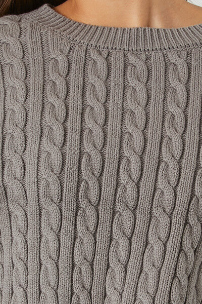 Cropped Cable Knit Sweater - Image 5