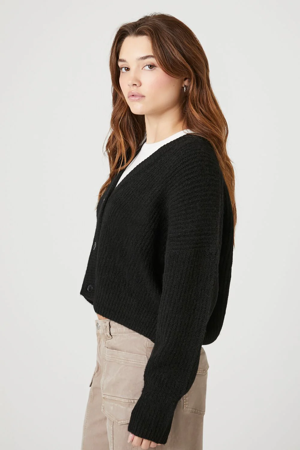 Cropped Boxy Cardigan Sweater - Image 2
