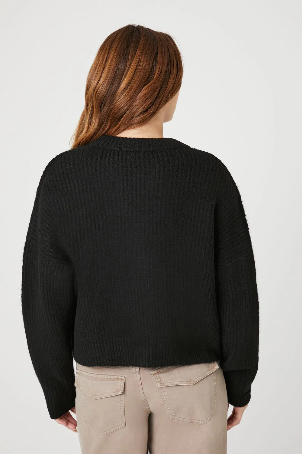 Cropped Boxy Cardigan Sweater - Image 3