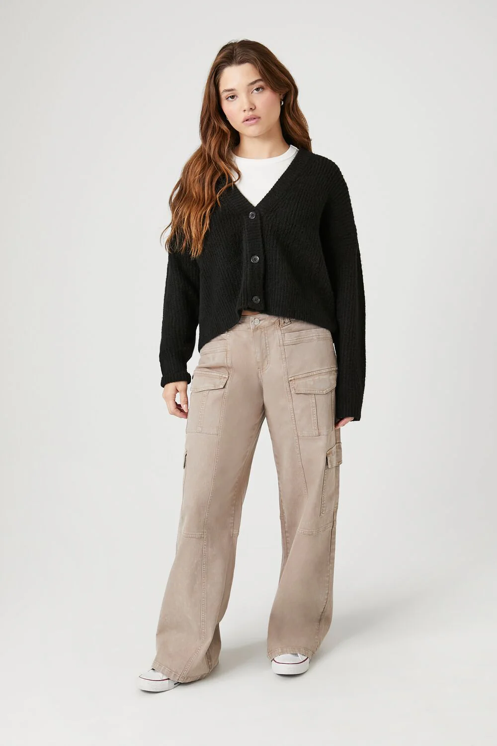 Cropped Boxy Cardigan Sweater - Image 4