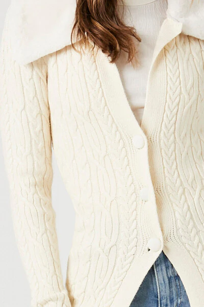 Faux Fur-Trim Cardigan Sweater - Image 5