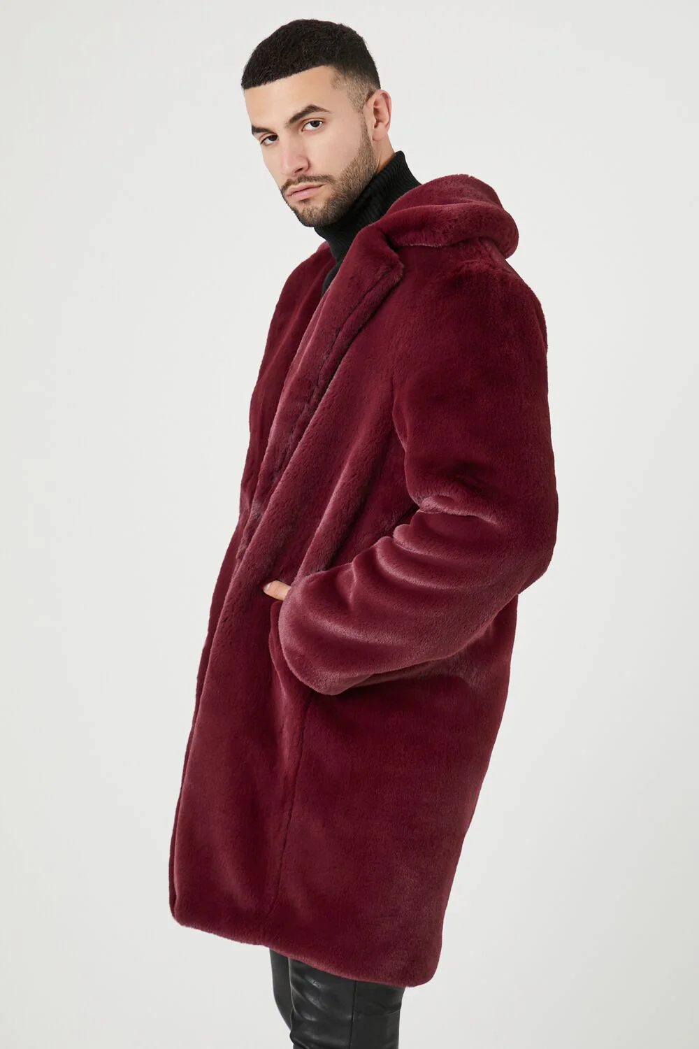 Faux Fur Longline Coat - Image 3