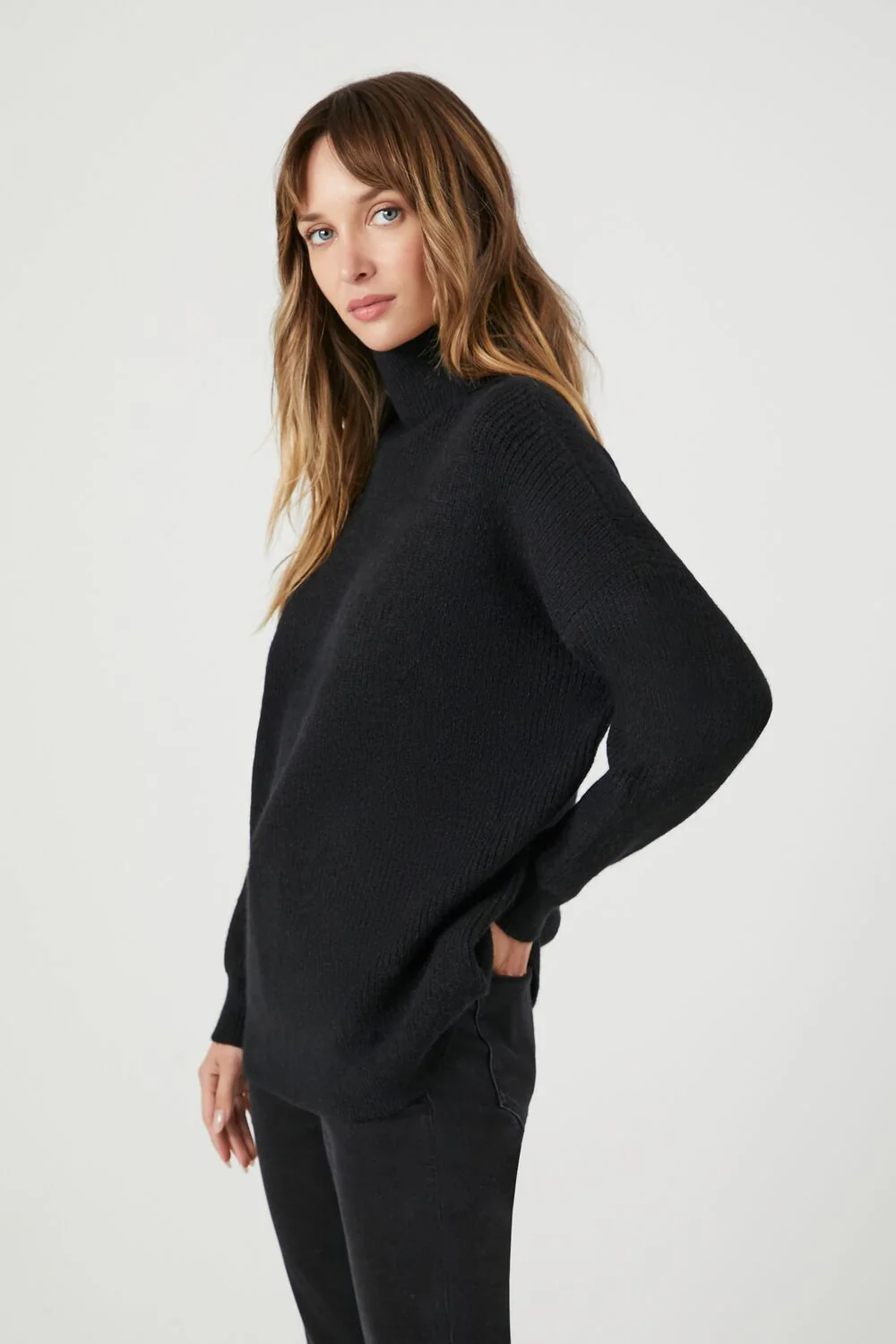 Ribbed Knit Turtleneck Sweater - Image 2