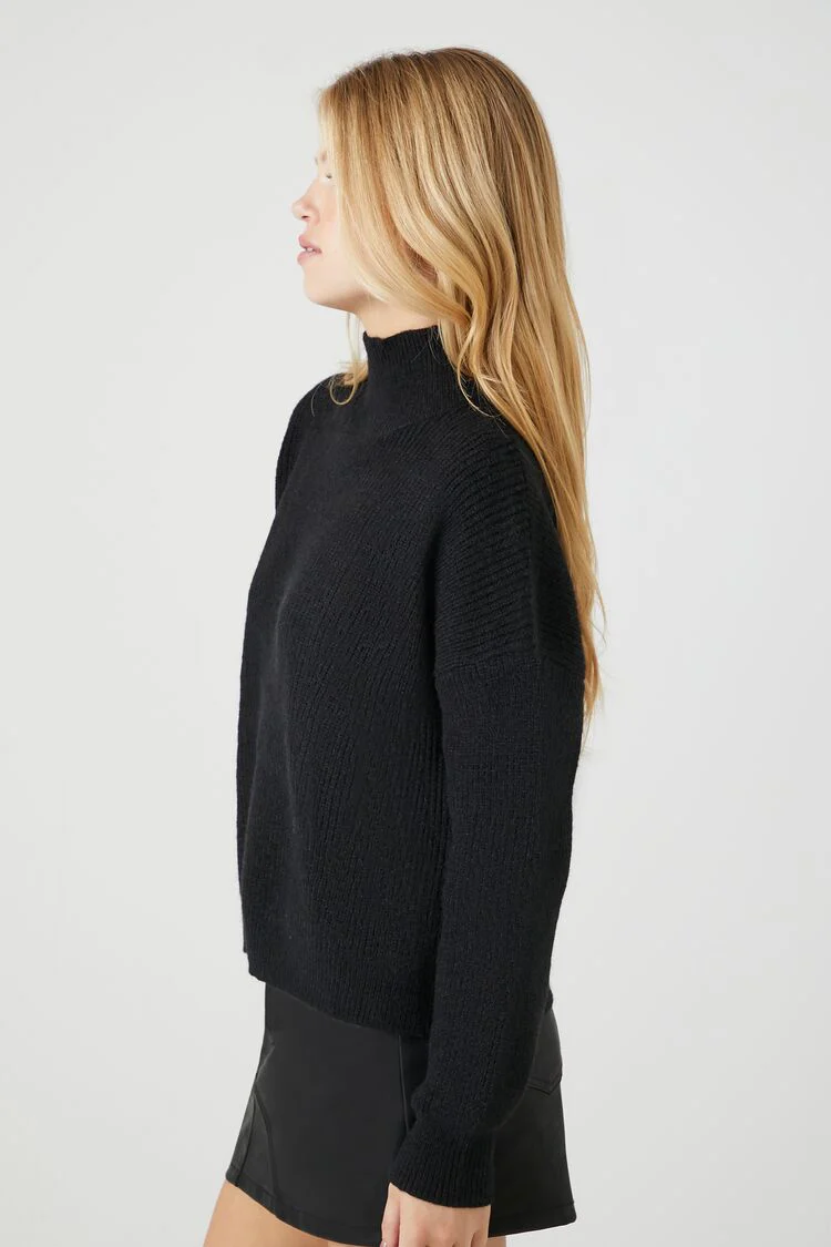 Ribbed Knit Turtleneck Sweater - Image 2
