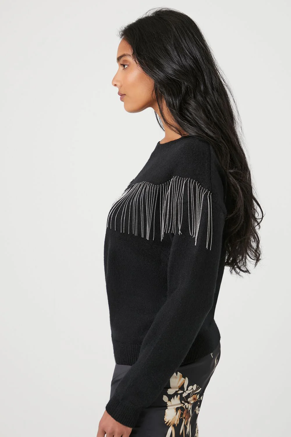 Rhinestone Fringe-Trim Sweater - Image 2