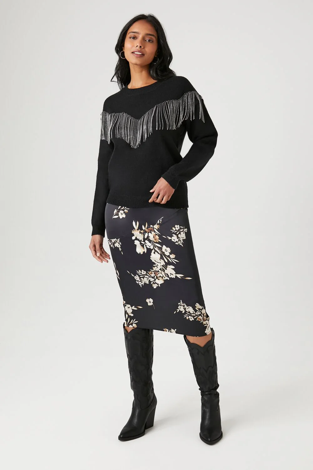 Rhinestone Fringe-Trim Sweater - Image 4