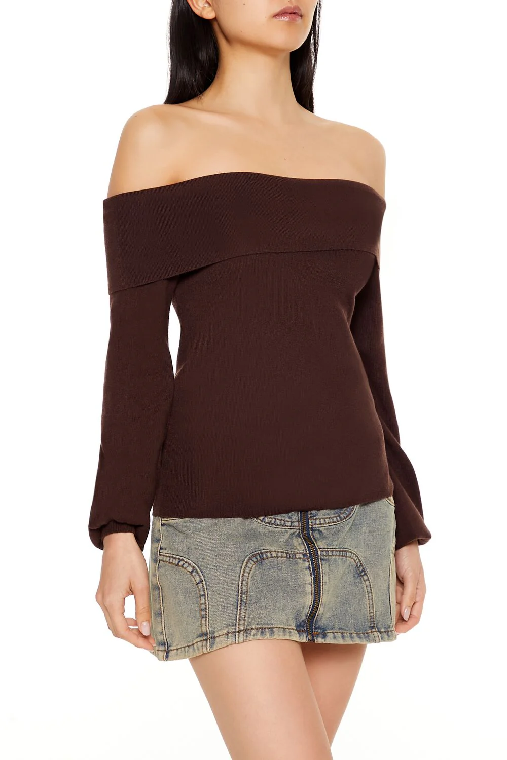 Fitted Off-the-Shoulder Sweater - Image 14