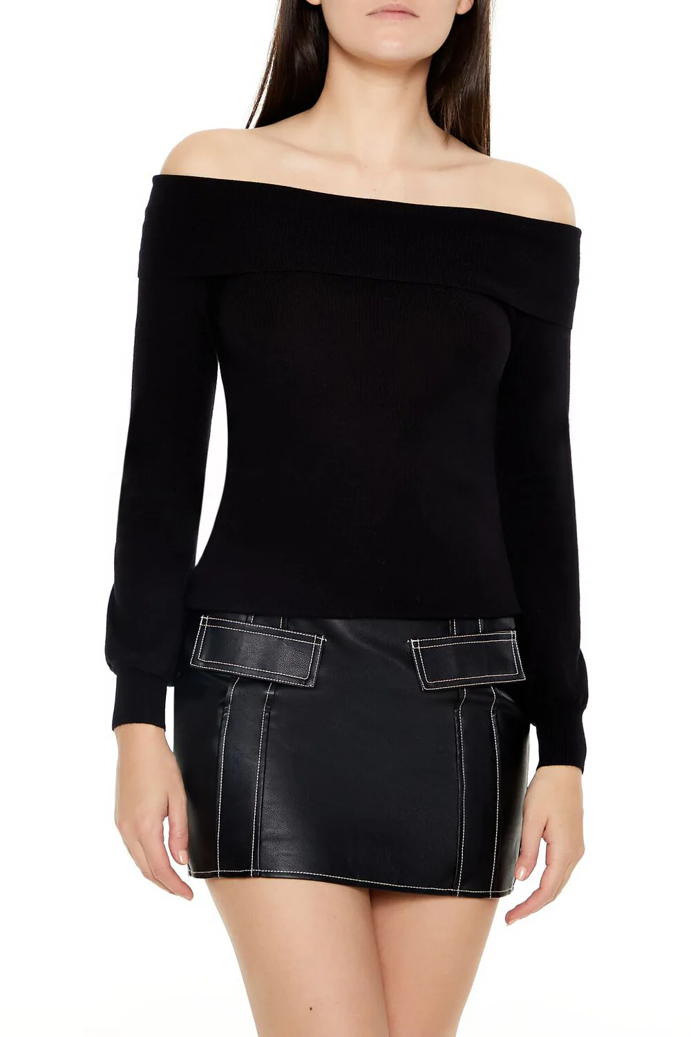 Fitted Off-the-Shoulder Sweater - Image 6