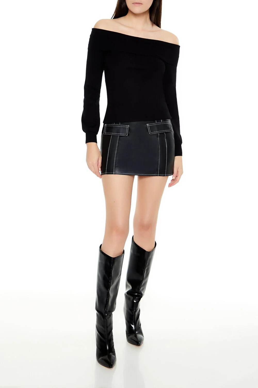 Fitted Off-the-Shoulder Sweater - Image 7