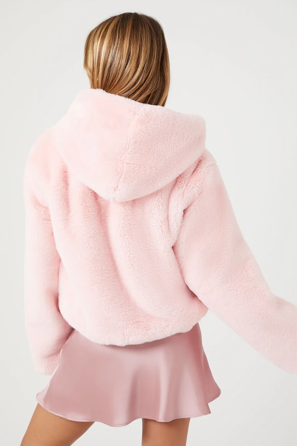 Faux Fur Open-Front Hoodie - Image 3