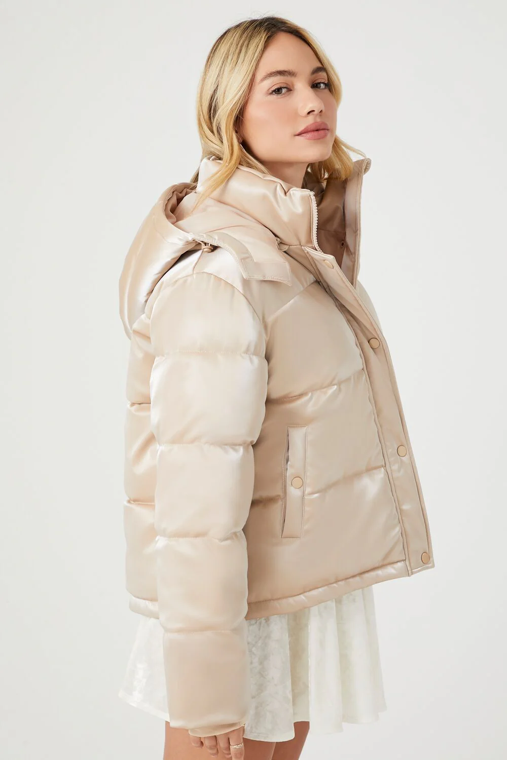 Metallic Quilted Puffer Jacket - Image 2