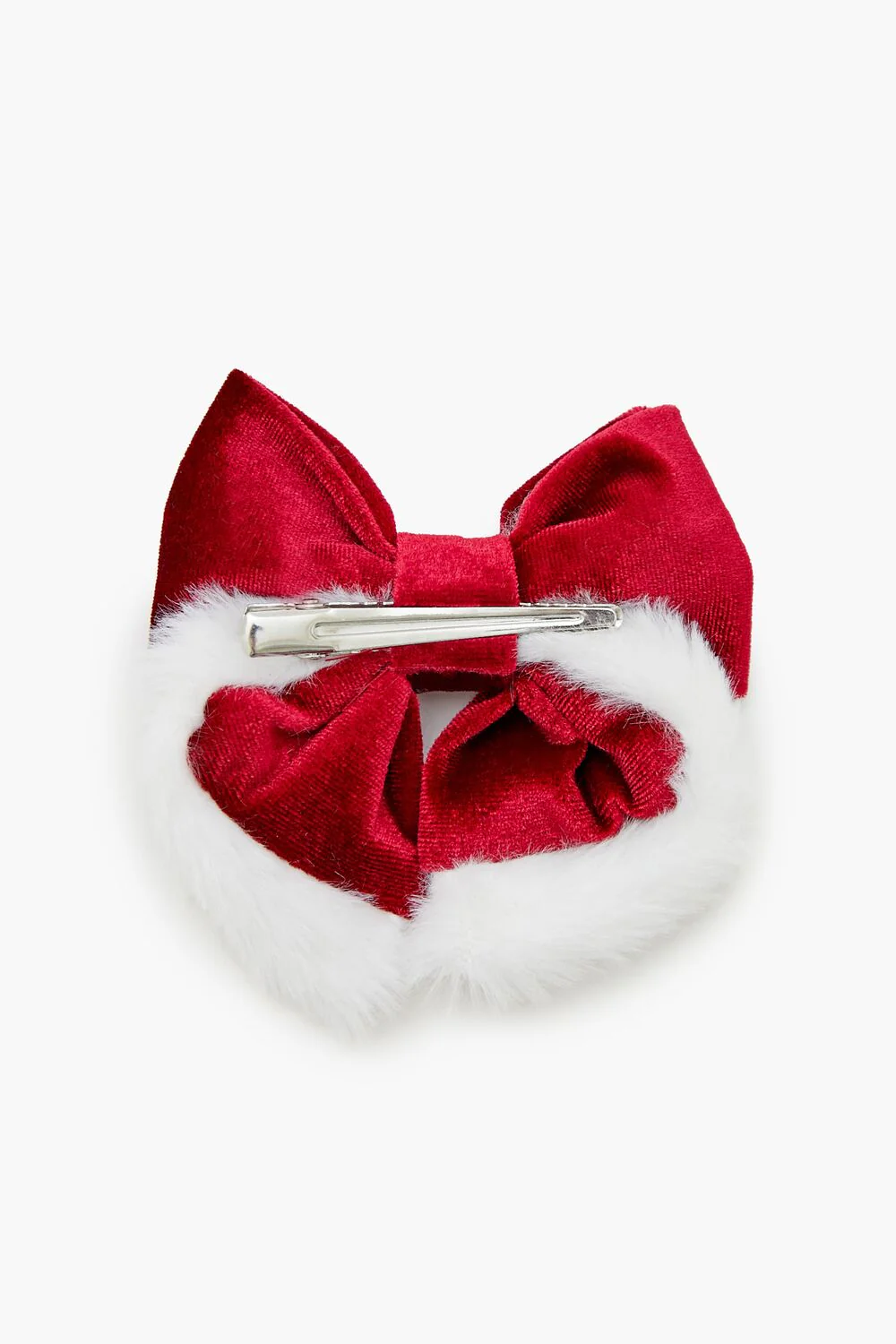 Faux Fur-Trim Bow Hair Barrette - Image 2