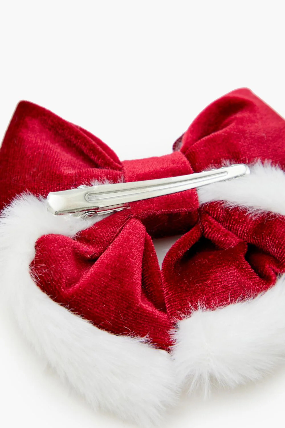 Faux Fur-Trim Bow Hair Barrette - Image 4