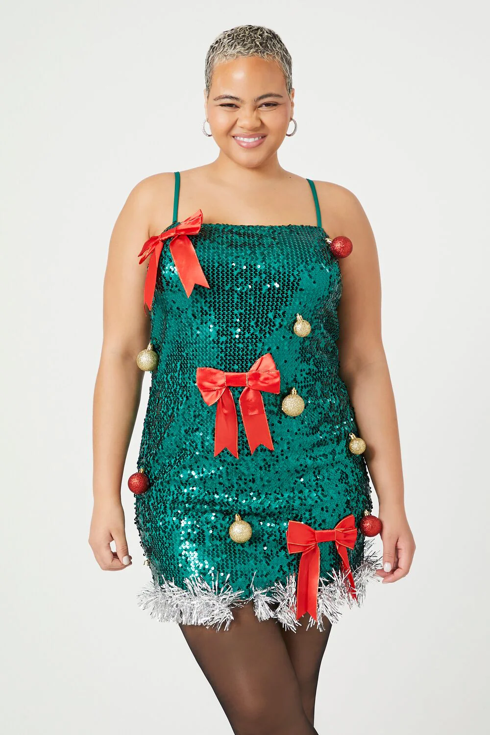 Plus Size Sequin Christmas Tree Dress - Image 2