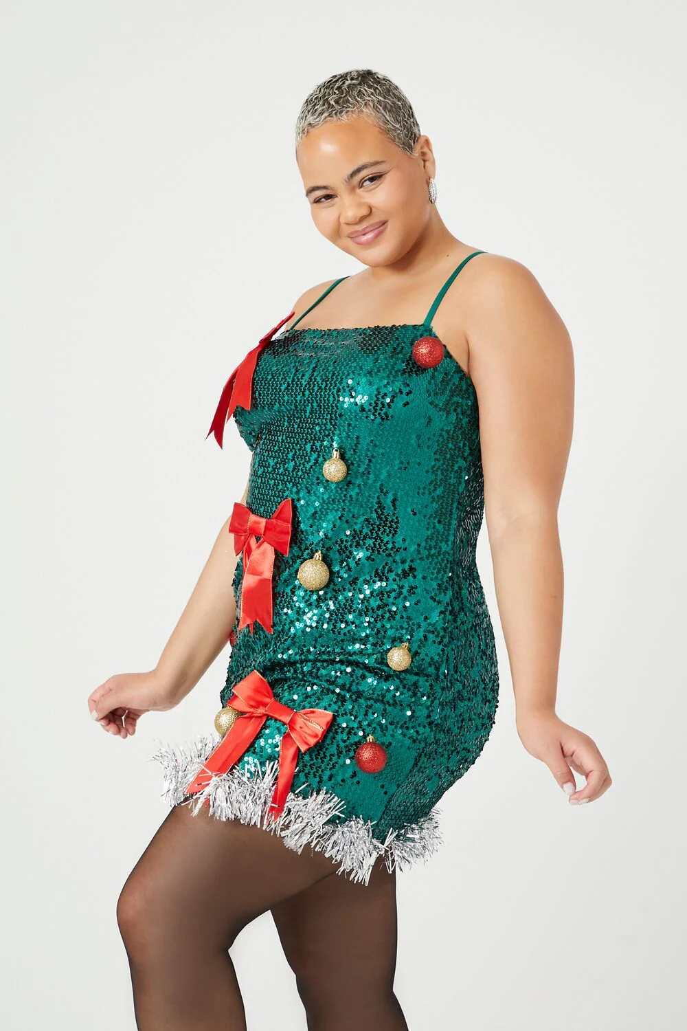 Plus Size Sequin Christmas Tree Dress - Image 3