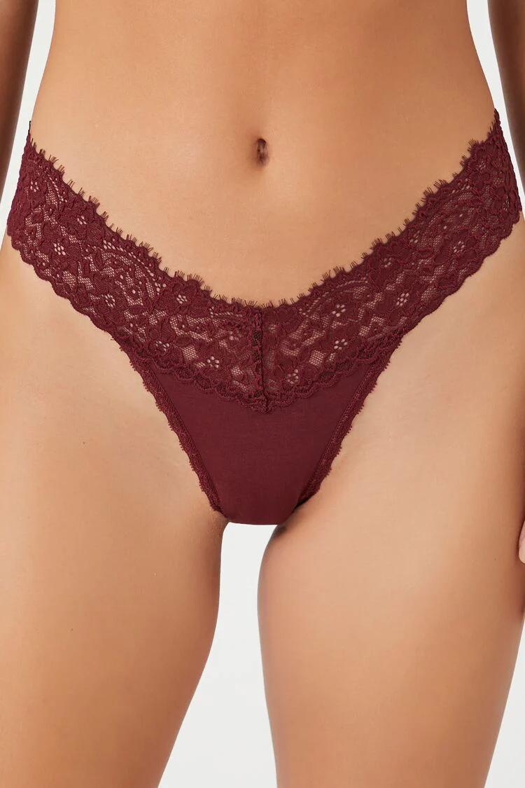 Lace-Trim Thong Panties - Image 5