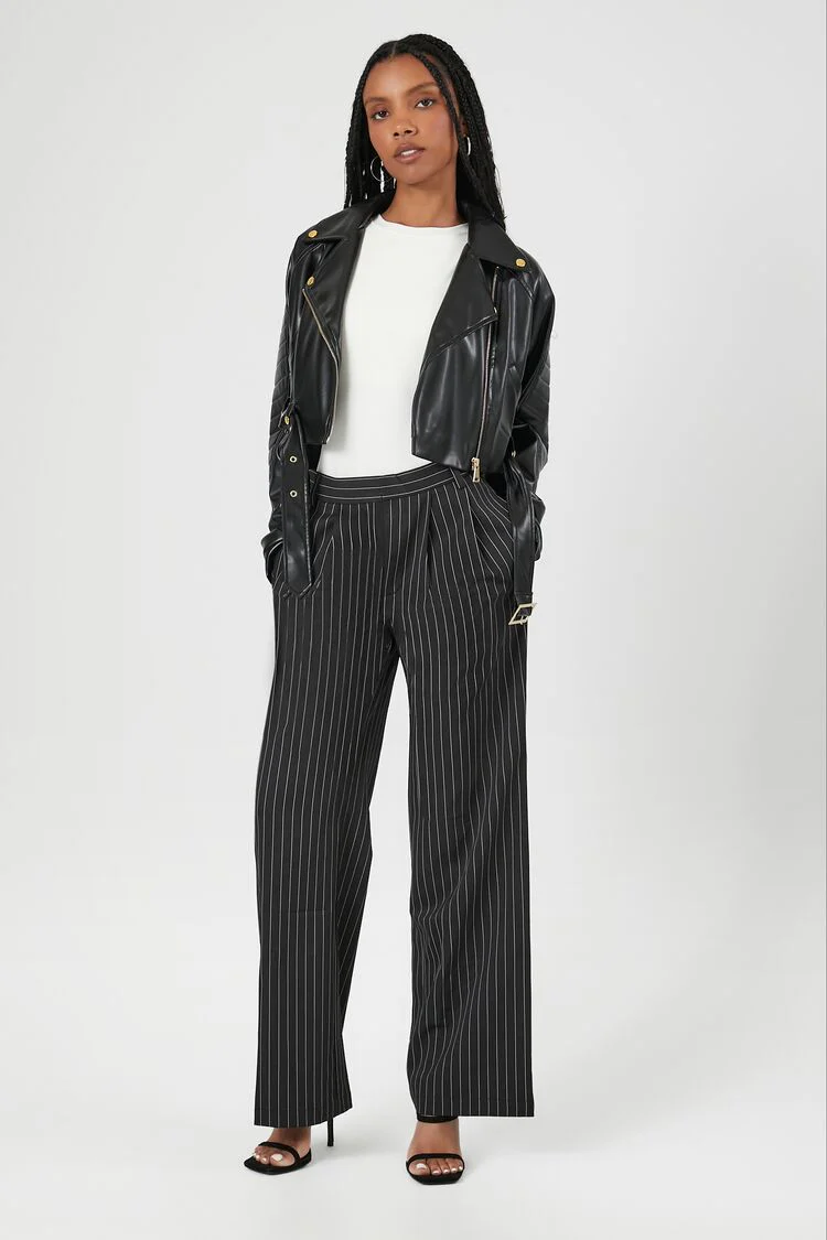 Cropped Faux Leather Moto Jacket - Image 4