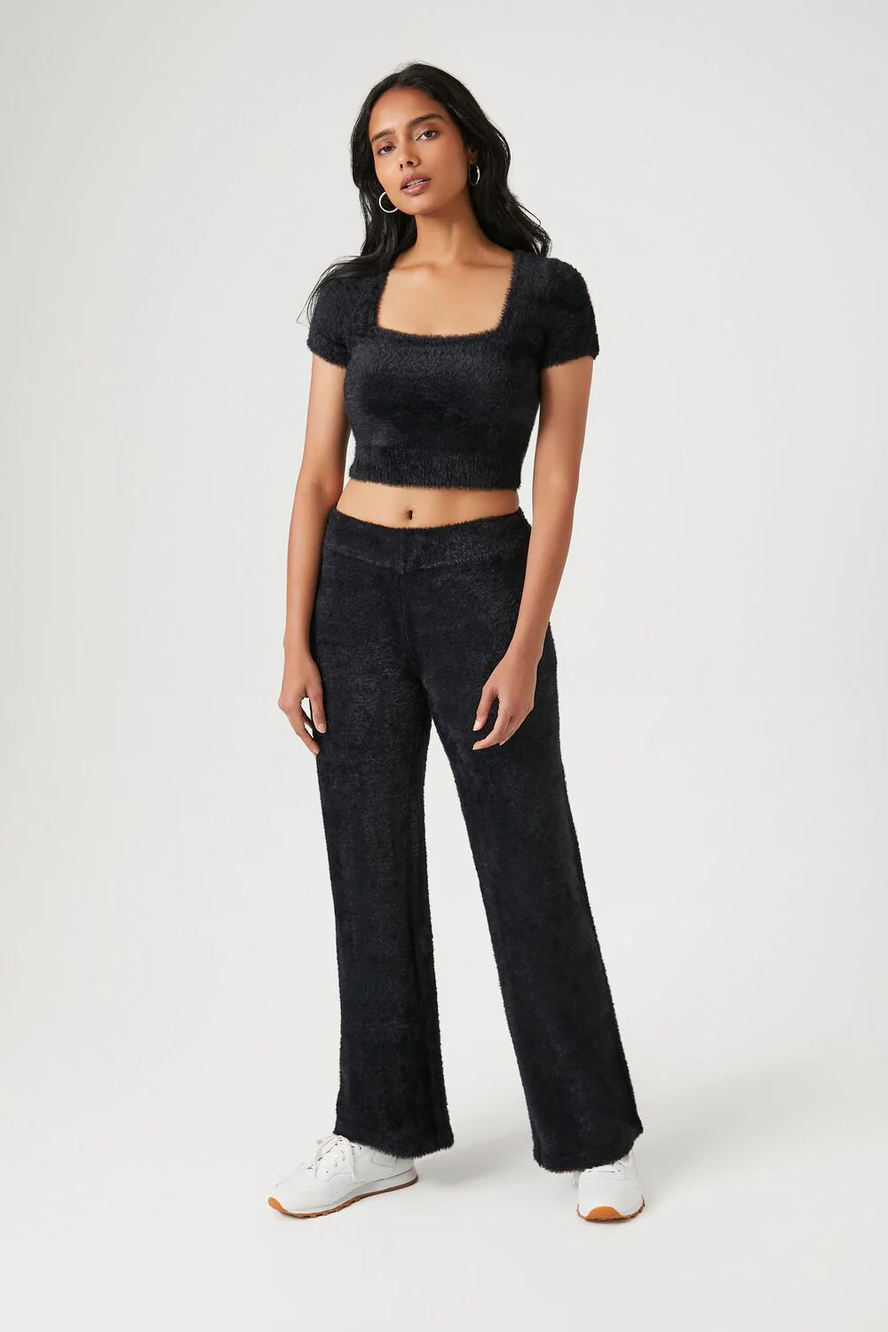 Cropped Fuzzy Sweater-Knit Tee - Image 4
