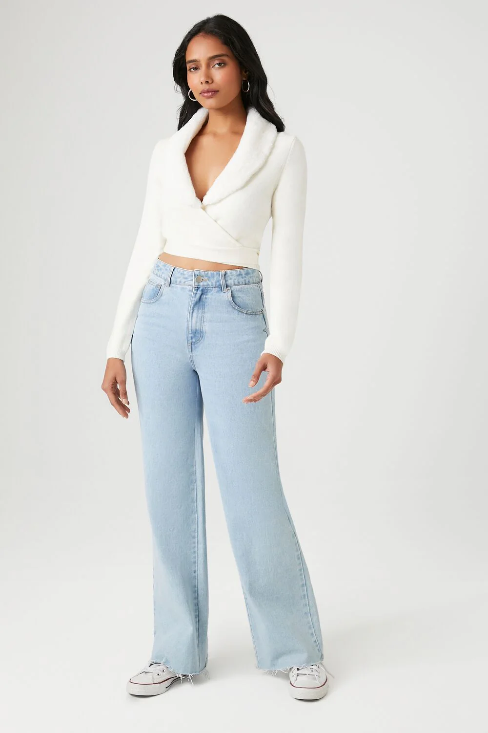 Sweater-Knit Wrap Crop Top - Image 10