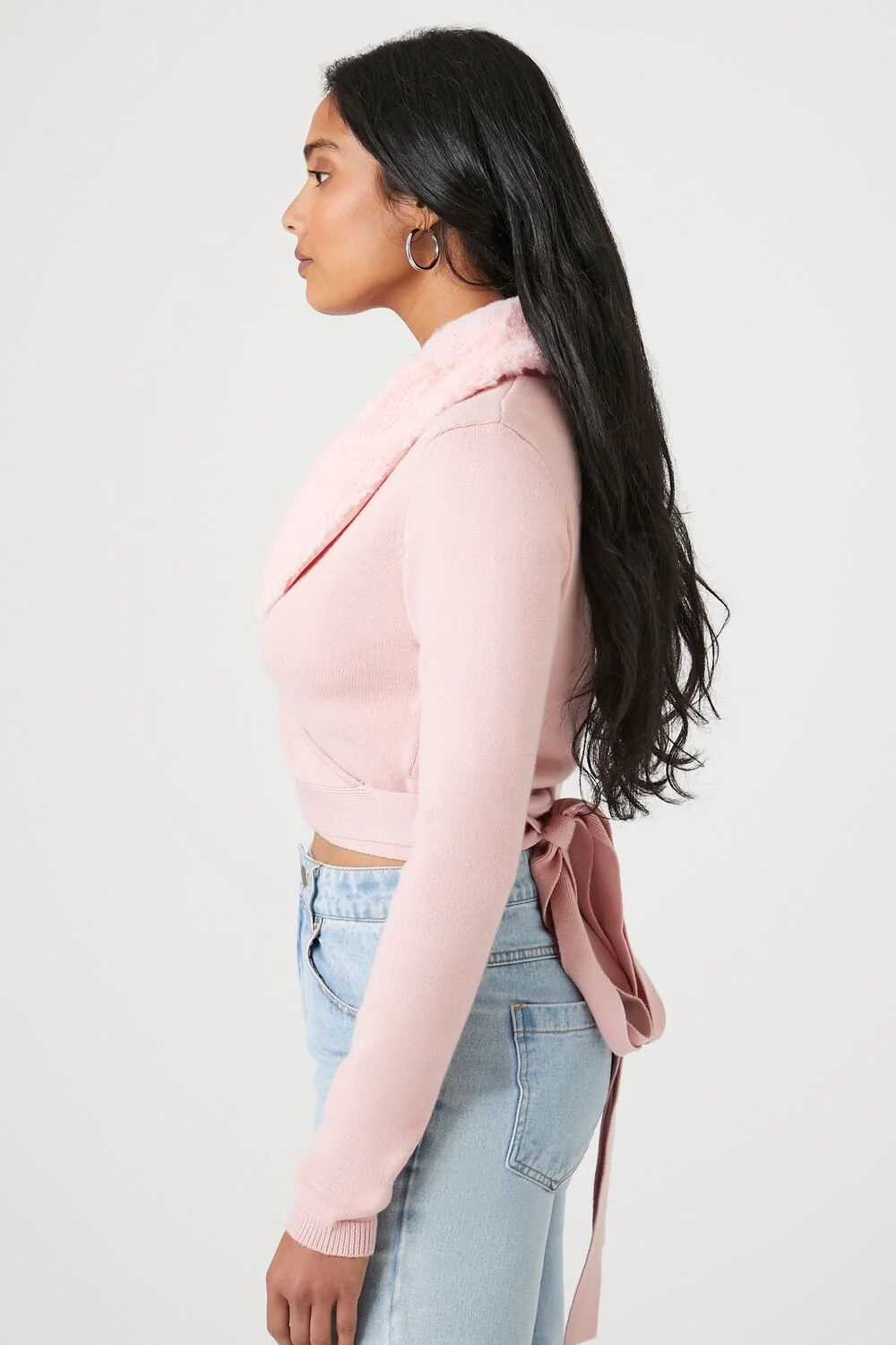 Sweater-Knit Wrap Crop Top - Image 2