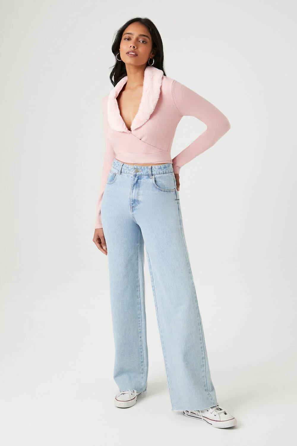 Sweater-Knit Wrap Crop Top - Image 4