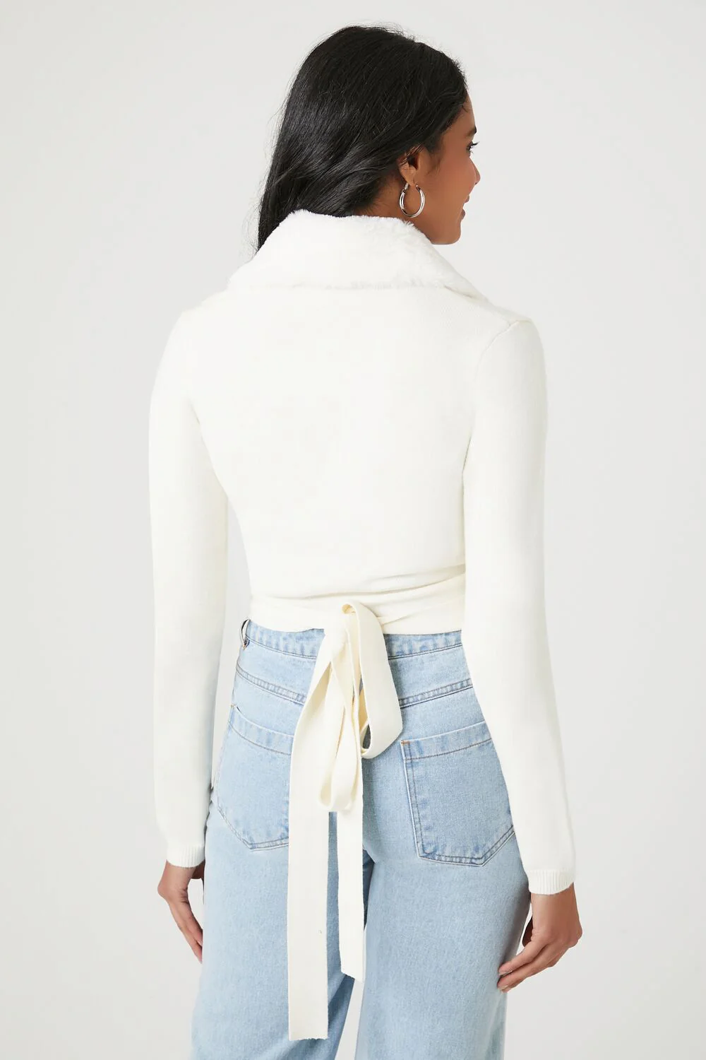 Sweater-Knit Wrap Crop Top - Image 9