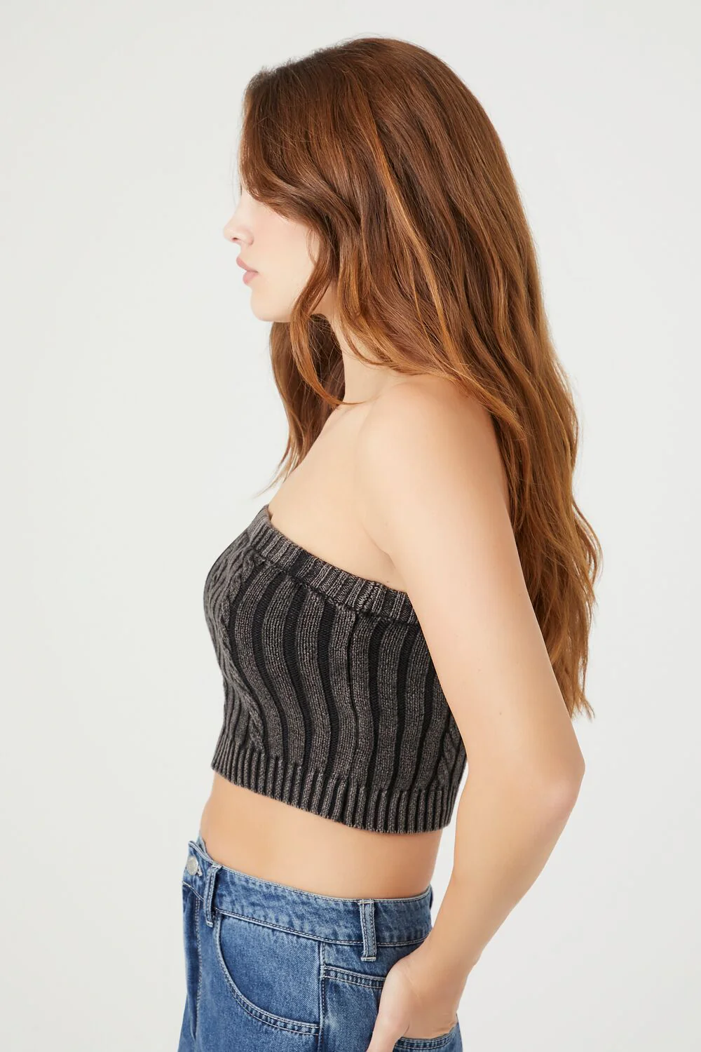 Cable Sweater-Knit Tube Top - Image 2