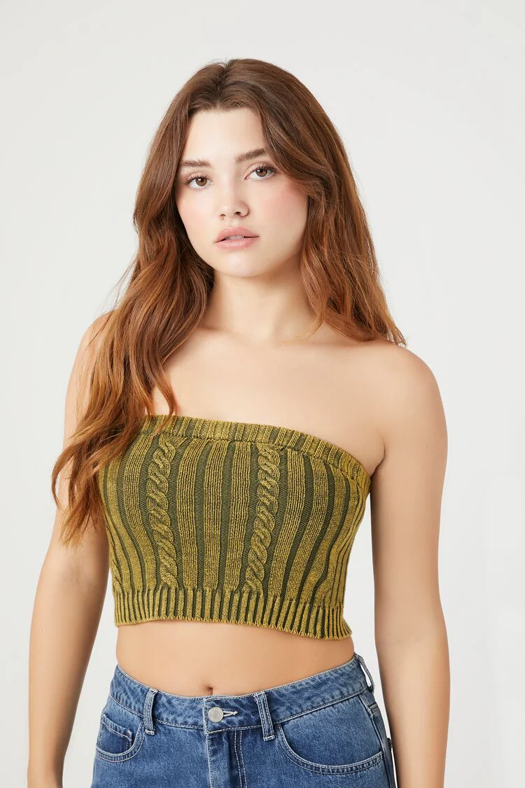 Cable Sweater-Knit Tube Top - Image 6