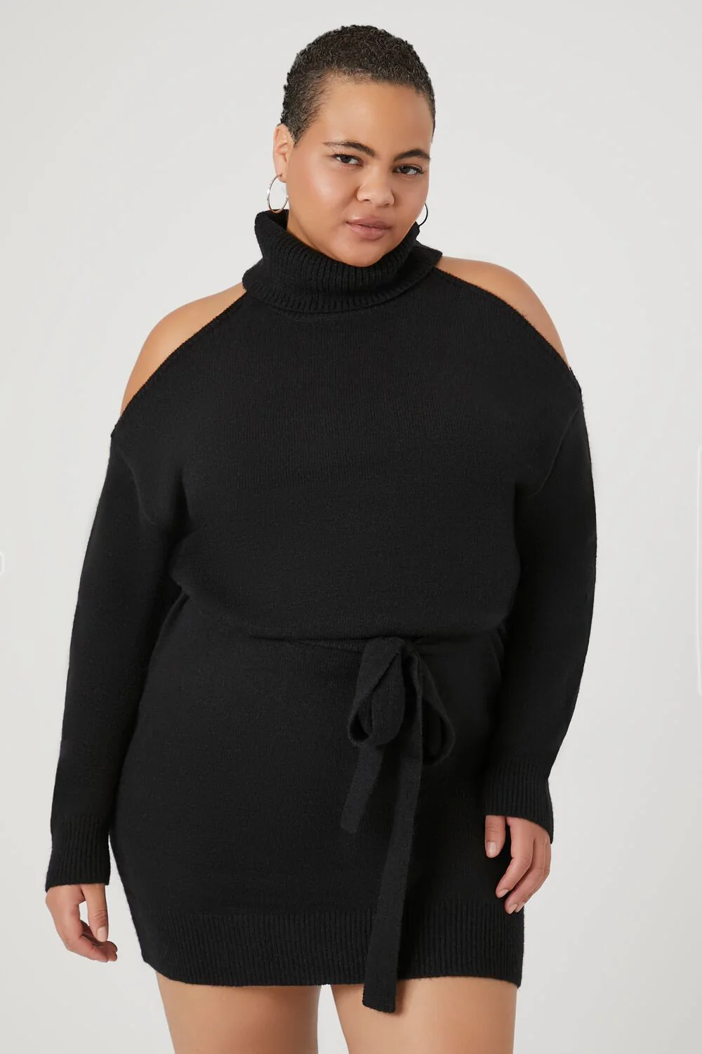 Plus Size Turtleneck Mini Sweater Dress - Image 2
