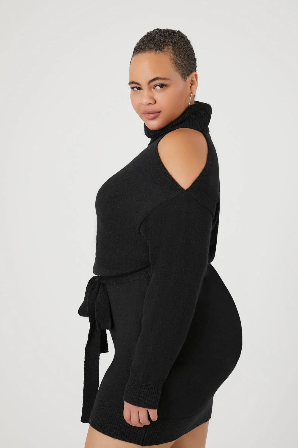 Plus Size Turtleneck Mini Sweater Dress - Image 3