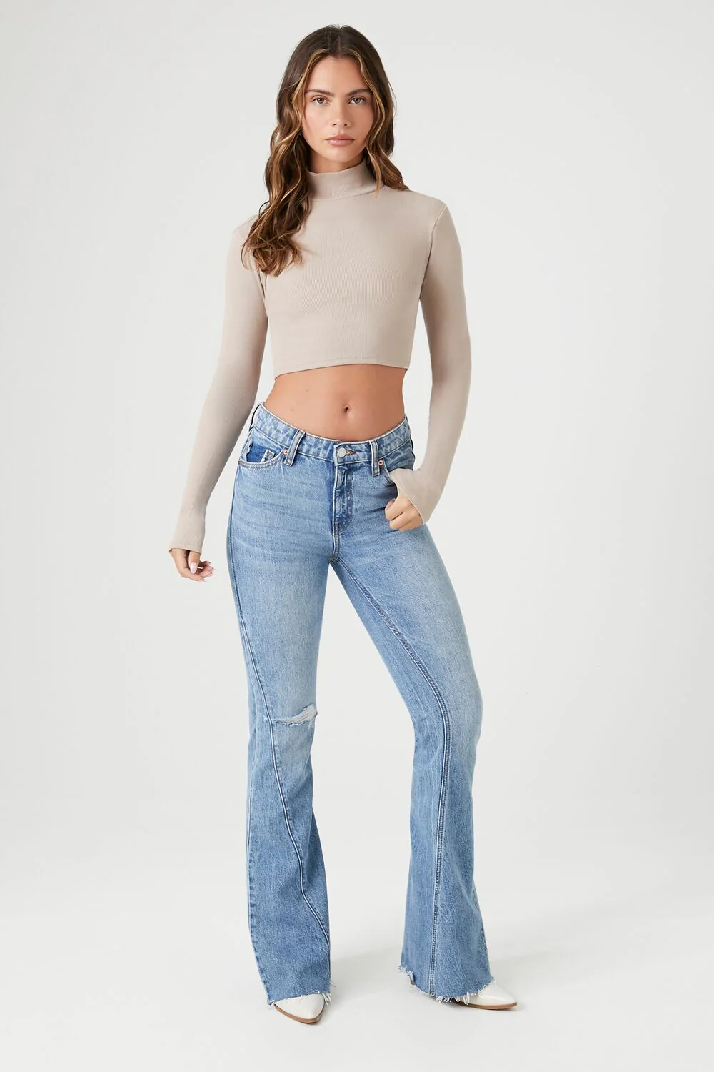 Ribbed Knit Turtleneck Crop Top - Image 4