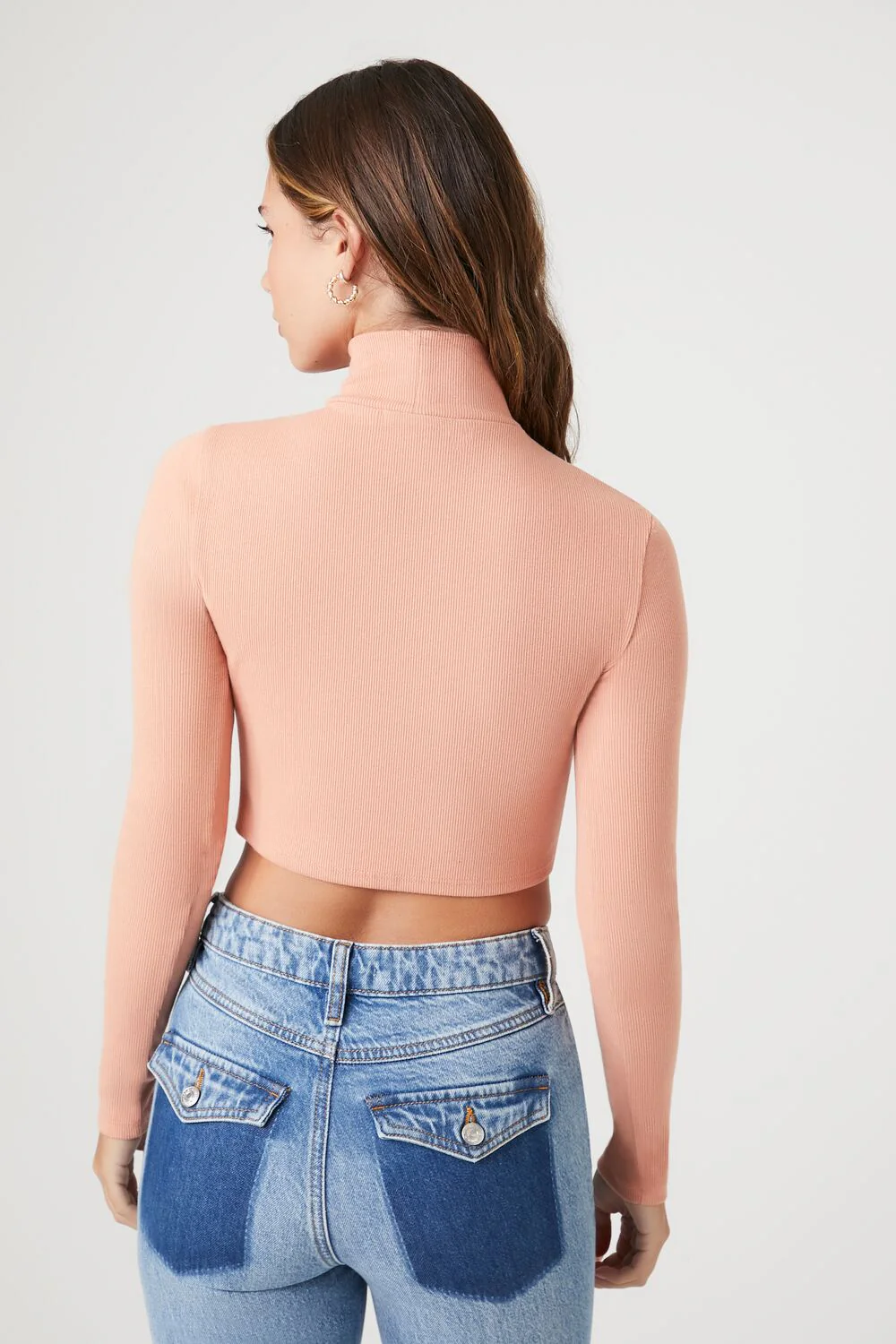 Ribbed Knit Turtleneck Crop Top - Image 8