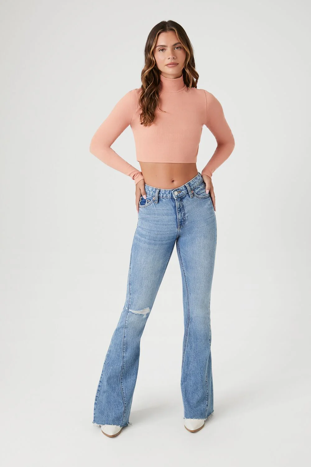 Ribbed Knit Turtleneck Crop Top - Image 9