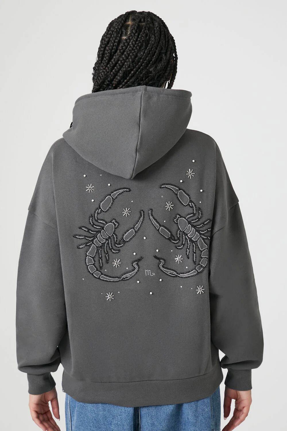 Fleece Rhinestone Scorpio Graphic Hoodie - Image 3