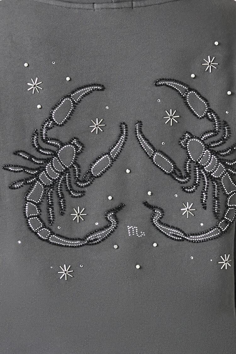 Fleece Rhinestone Scorpio Graphic Hoodie - Image 6