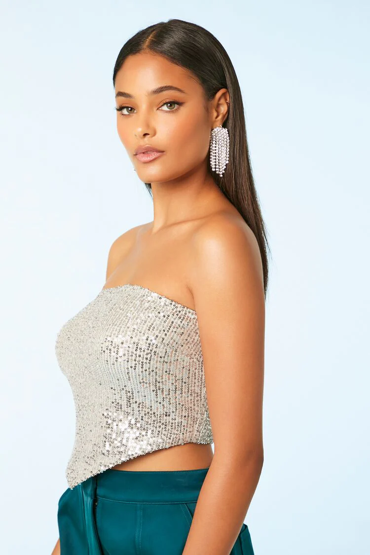 Sequin Cropped Tube Top - Image 2