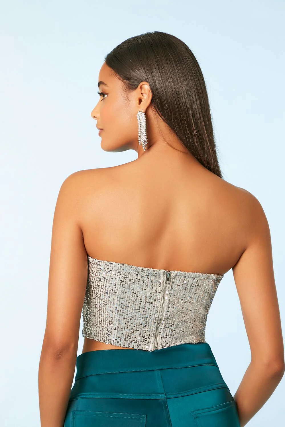 Sequin Cropped Tube Top - Image 3