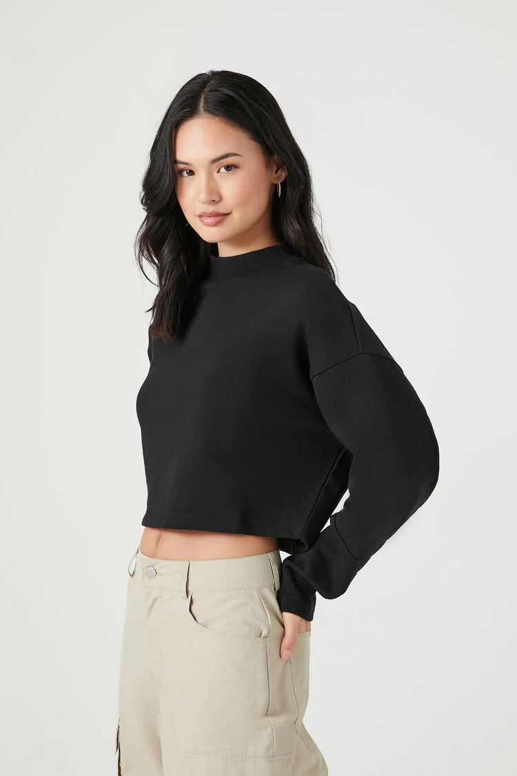French Terry Cropped Pullover - Image 2