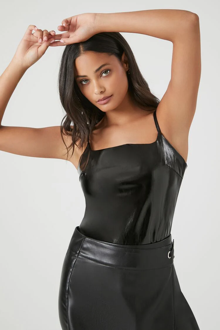Faux Patent Leather Bodysuit - Image 7