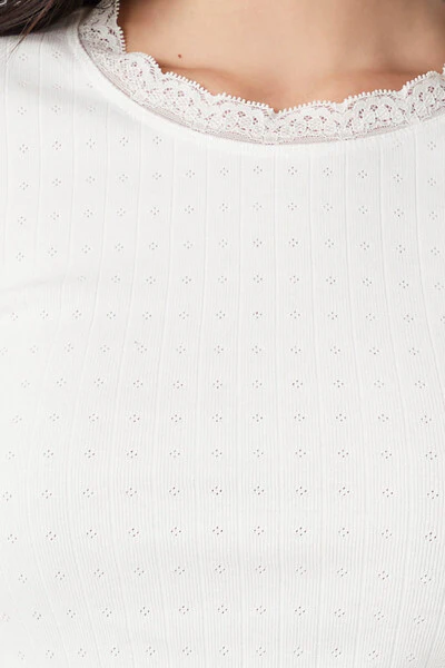 Lace-Trim Pointelle Knit Top - Image 5