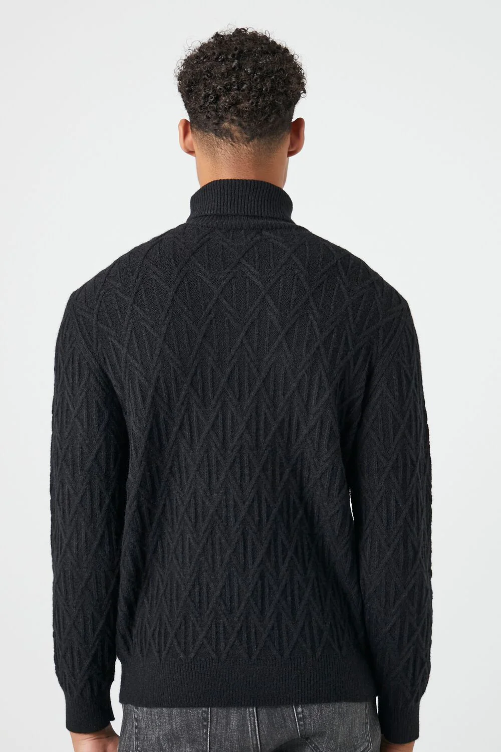 Diamond Knit Turtleneck Sweater - Image 3