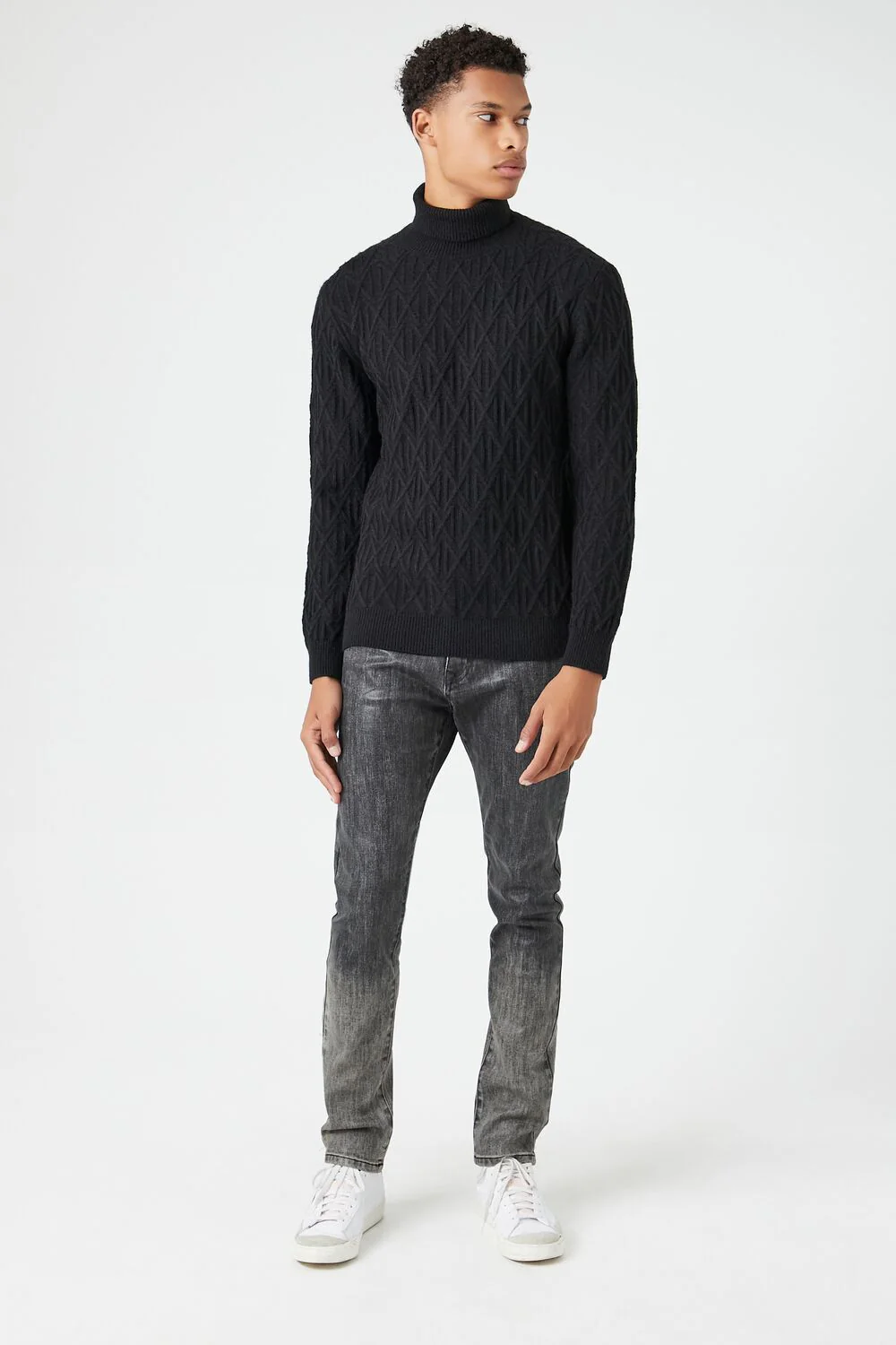 Diamond Knit Turtleneck Sweater - Image 4